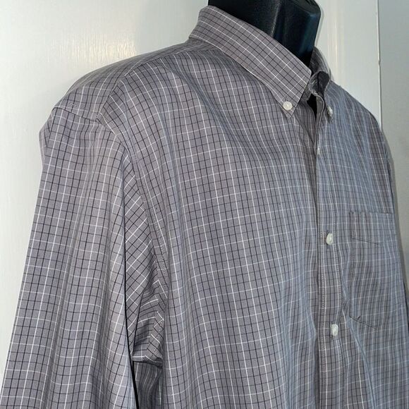 Eddie Bauer gray, white & black check cotton long sleeve shirt - Picture 6 of 10